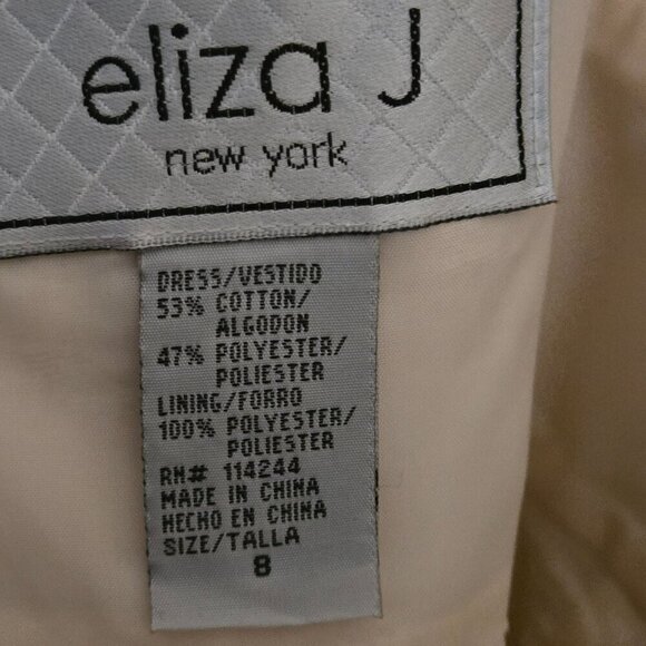 Eliza J Ivory Gold Jaquard Spaghetti Strap Empire Waist Cocktail Dress Size 8 - Picture 4 of 4